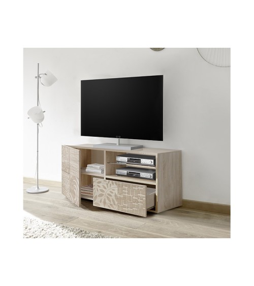 Meuble TV MIREL chêne 1 porte, 1 tiroir 122 cm