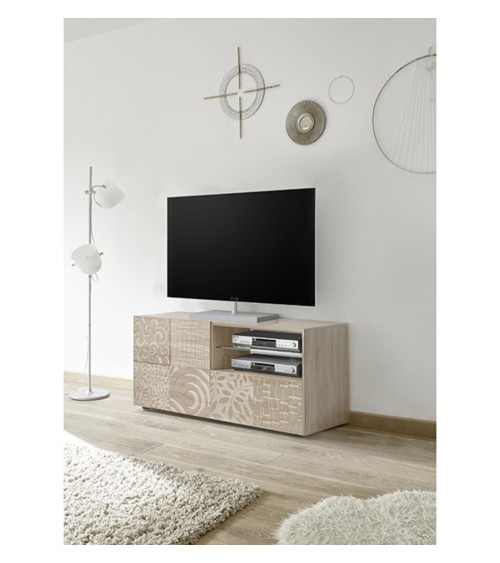 Meuble TV MIREL chêne 1 porte, 1 tiroir 122 cm