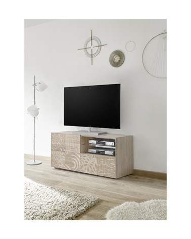 Meuble TV MIREL chêne 1 porte, 1 tiroir 122 cm
