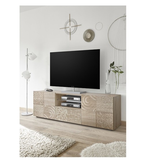 Meuble TV MIREL chêne 2 portes 1 tiroir 181 cm