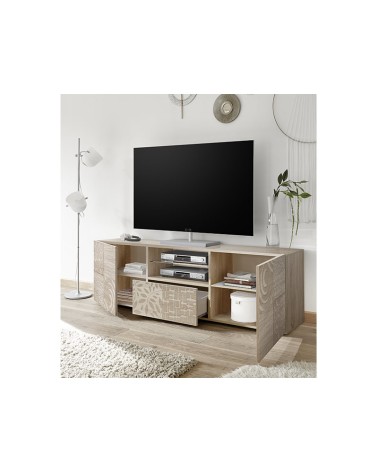 Meuble TV MIREL chêne 2 portes 1 tiroir 181 cm