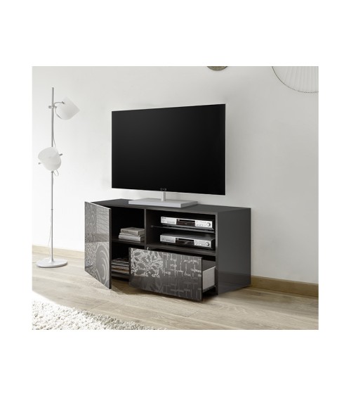 Meuble TV MIREL anthracite 1 porte, 1 tiroir 122 cm
