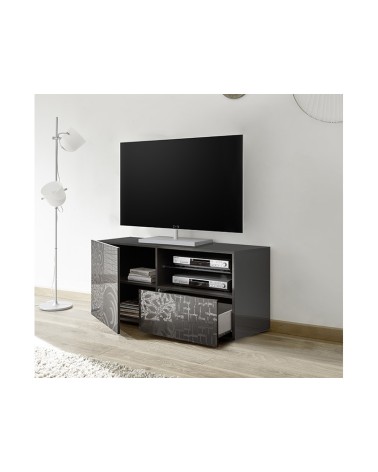 Meuble TV MIREL anthracite 1 porte, 1 tiroir 122 cm