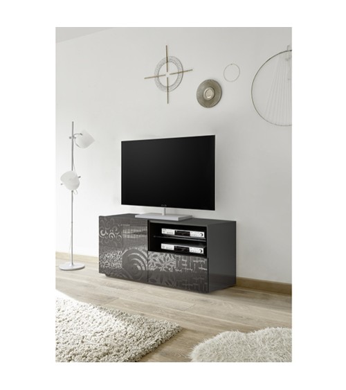 Meuble TV MIREL anthracite 1 porte, 1 tiroir 122 cm