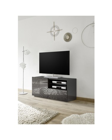 Meuble TV MIREL anthracite 1 porte, 1 tiroir 122 cm