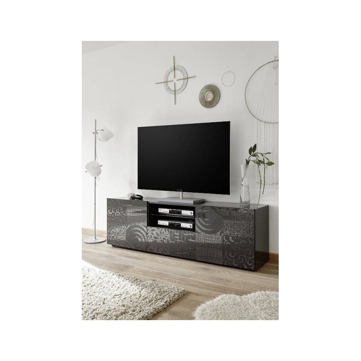 Meuble TV MIREL anthracite 2 portes 1 tiroir