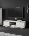 Meuble TV VISCONTI effet marbre blanc 138cm