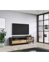 Meuble tv ALEKSANDER 177 x 52 x 45 cm noir et bois
