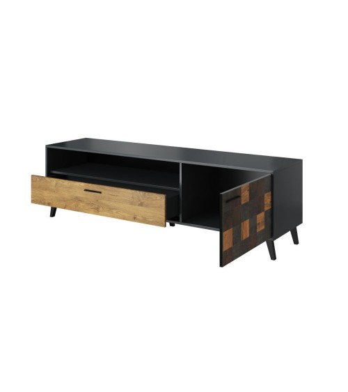 Meuble tv ALEKSANDER 177 x 52 x 45 cm noir et bois