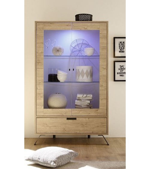 Grand vaisselier vitrine PALMA 106 cm chêne