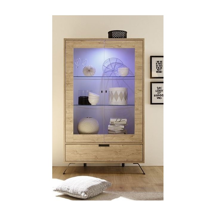 Grand vaisselier vitrine PALMA 106 cm chêne
