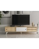 Meuble TV EDUARDO 160 cm blanc et bois