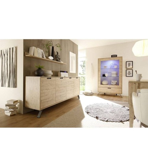 Grand vaisselier vitrine PALMA 106 cm chêne