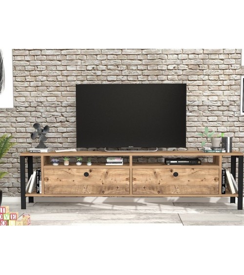 Meuble TV ATLANTA 160 cm bois et noir