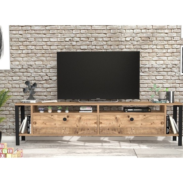 Meuble TV ATLANTA 160 cm bois et noir Meuble TV ATLANTA 160 cm bois et noir
