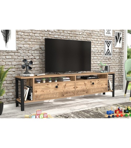 Meuble TV ATLANTA 160 cm bois et noir