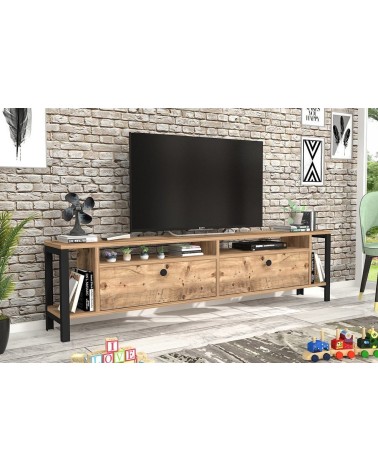 Meuble TV ATLANTA 160 cm bois et noir