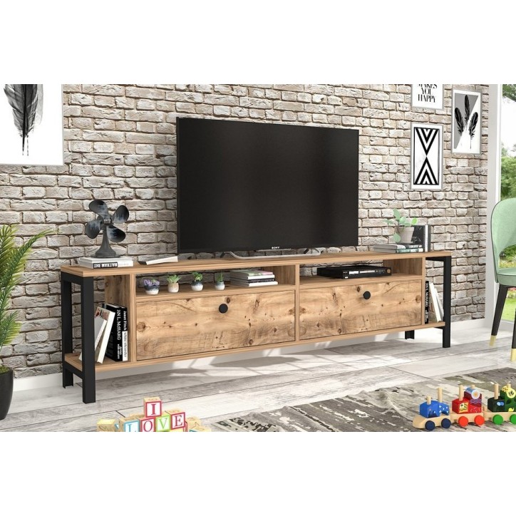 Meuble TV ATLANTA 160 cm bois et noir Meuble TV ATLANTA 160 cm bois et noir
