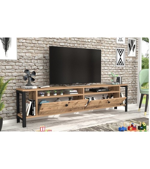 Meuble TV ATLANTA 160 cm bois et noir