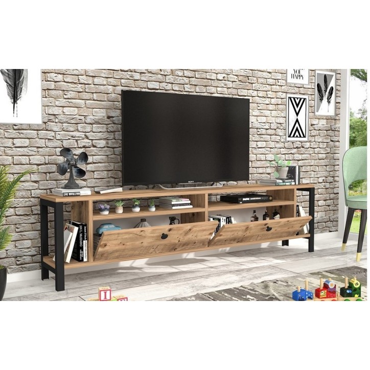 Meuble TV ATLANTA 160 cm bois et noir Meuble TV ATLANTA 160 cm bois et noir