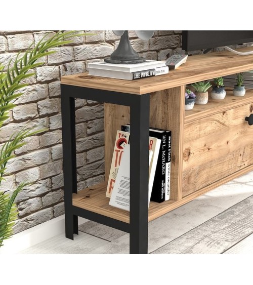 Meuble TV ATLANTA 160 cm bois et noir