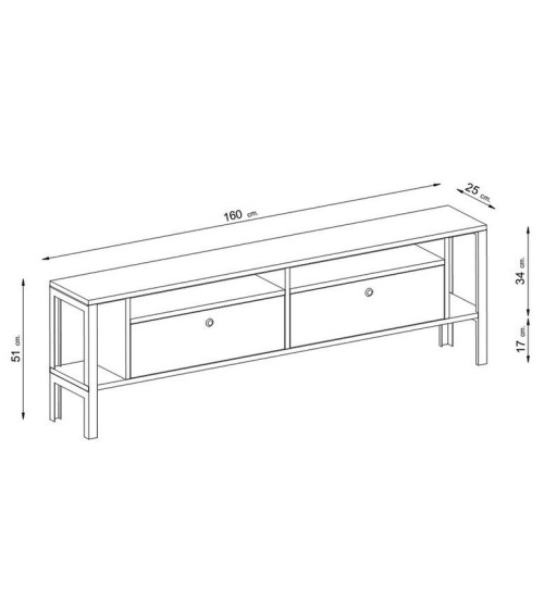 Meuble TV ATLANTA 160 cm bois et noir