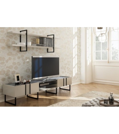 Meuble TV OLIVIA 220 cm blanc
