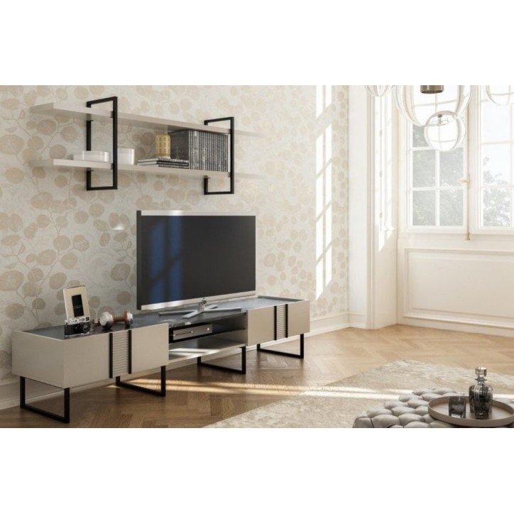 Meuble TV OLIVIA 220 cm blanc