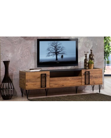 Meuble TV MIMI 200 cm bois et métal