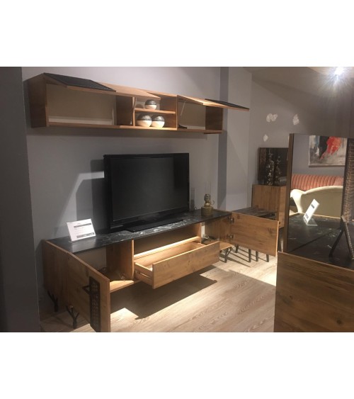 Meuble TV MIMI 200 cm bois et métal