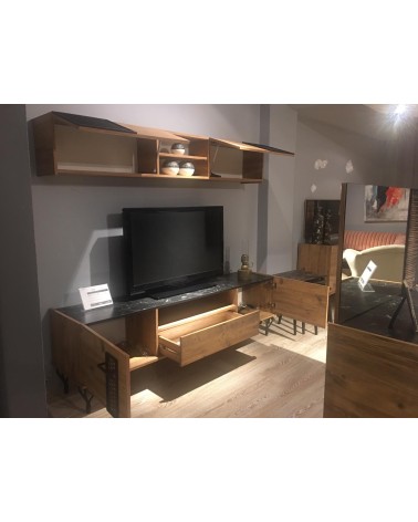 Meuble TV MIMI 200 cm bois et métal