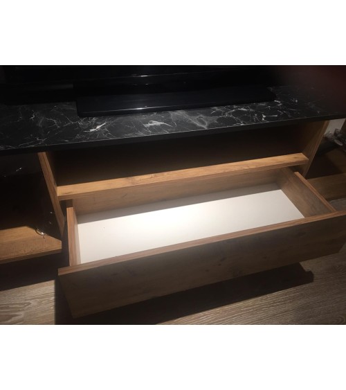 Meuble TV MIMI 200 cm bois et métal