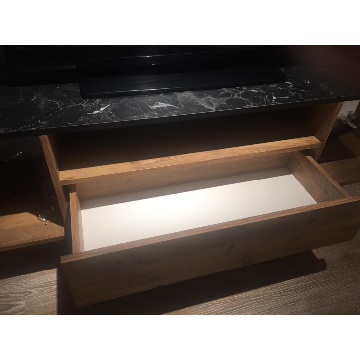 Meuble TV MIMI 200 cm bois et métal