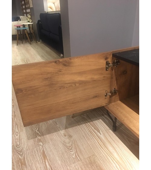 Meuble TV MIMI 200 cm bois et métal