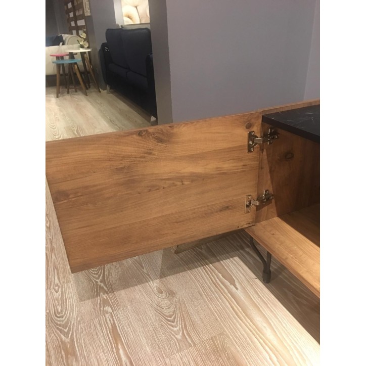 Meuble TV MIMI 200 cm bois et métal