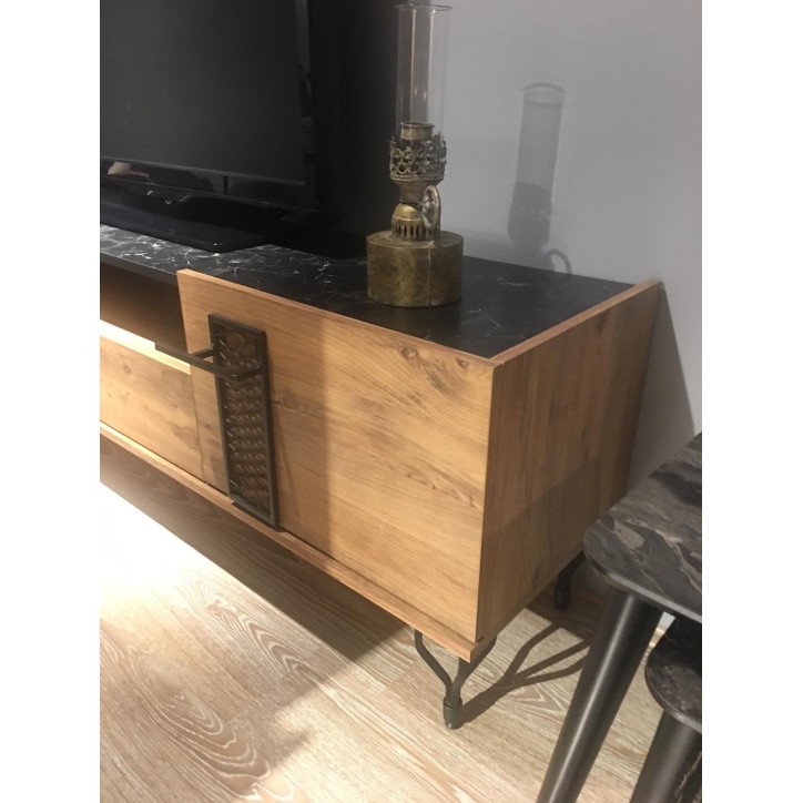 Meuble TV MIMI 200 cm bois et métal