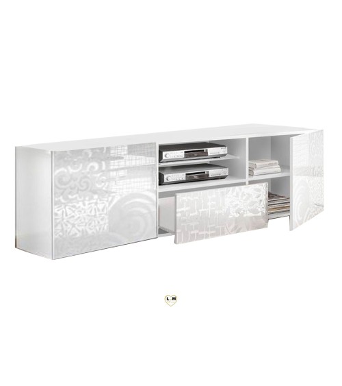 Meuble TV MIREL blanc 2 portes 1 tiroir 181 cm