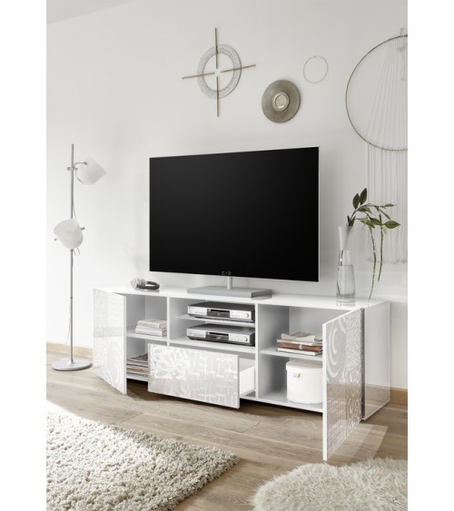 Meuble TV MIREL blanc 2 portes 1 tiroir 181 cm