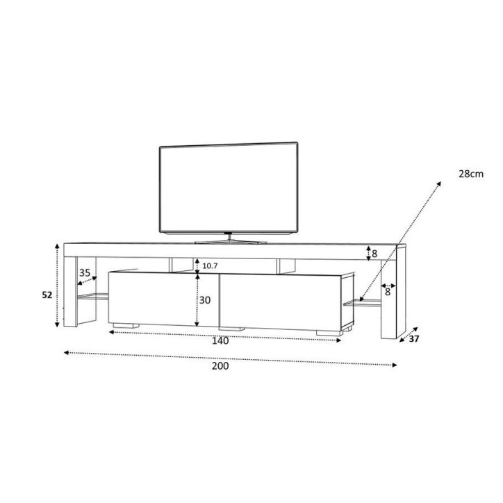Meuble TV STYLO 200 cm blanc