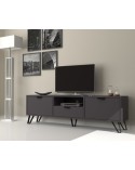 Meuble TV JASMINE Gris 2 portes, 1 tiroir 170 cm