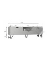 Meuble TV JASMINE Gris 2 portes, 1 tiroir 170 cm