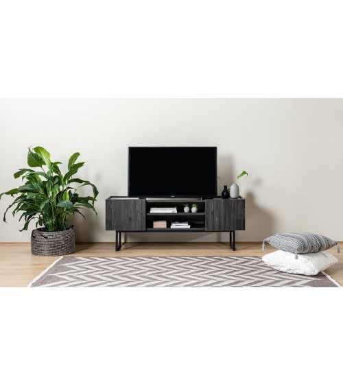 Meuble TV PLUS 140 cm bois et effet marbre