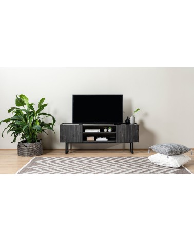 Meuble TV PLUS 140 cm bois et effet marbre