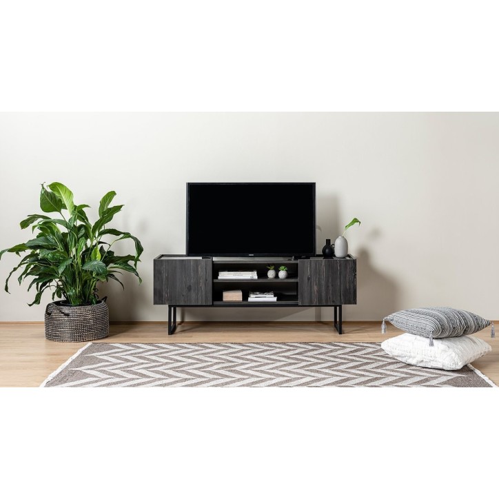 Meuble TV PLUS 140 cm bois et effet marbre