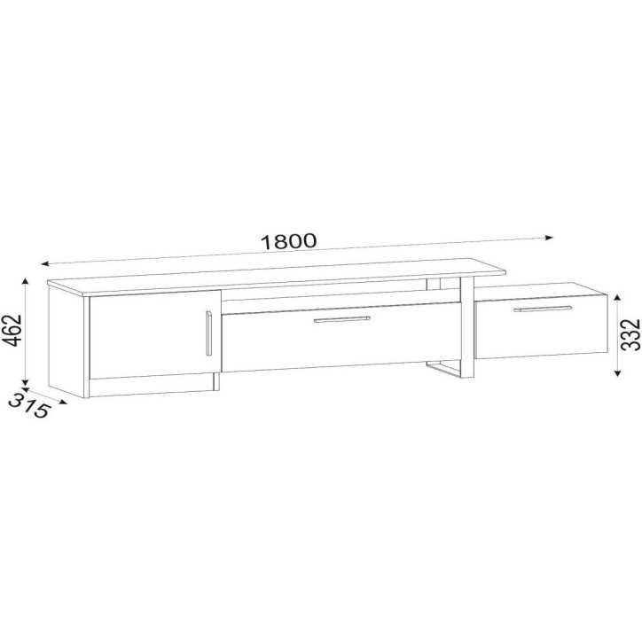 Meuble TV ARAMIS noyer 180 cm