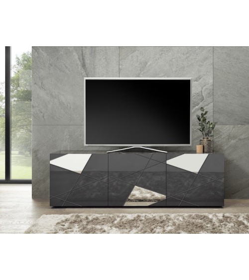 Meuble TV VITTORIA gris anthracite laqué 181 cm