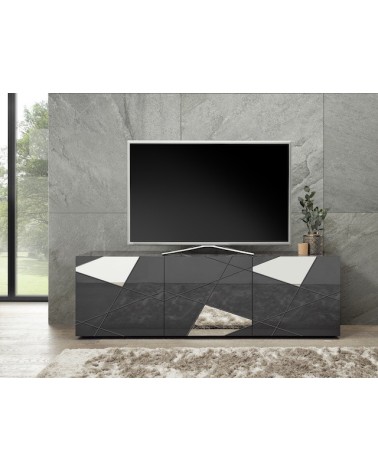Meuble TV VITTORIA gris anthracite laqué 181 cm
