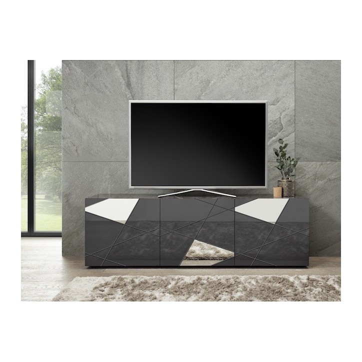 Meuble TV VITTORIA gris anthracite laqué 181 cm