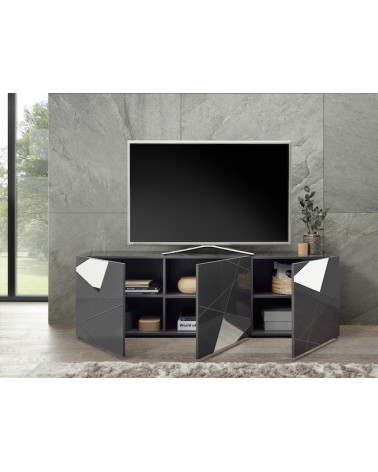Meuble TV VITTORIA gris anthracite laqué 181 cm