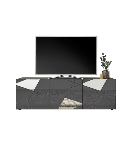 Meuble TV VITTORIA gris anthracite laqué 181 cm